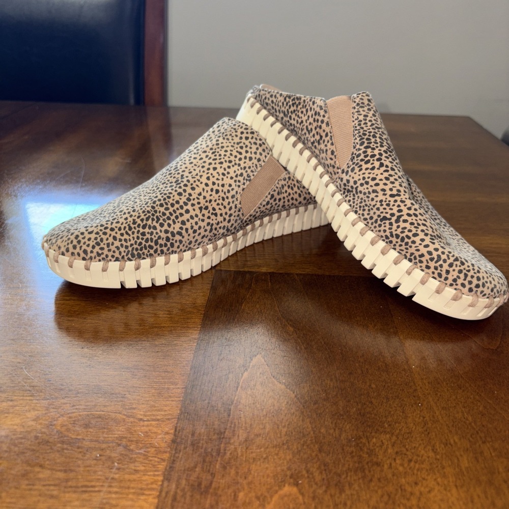 Alex Marie Leopard Print Leather Upper Mules 7.5